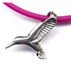 13 Fuschia Hummingbird Necklace Sterling Silver Jewelry by O Joy Jewelry