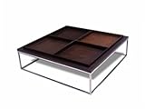 IMAGE OF Diamond Sofa - Square Dark Walnut Veneer Cocktail Table with Four Reversible Trays and Chrome Base