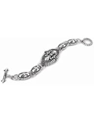 Twisted Blade Silver Fleur De Lis Oval Link Id Bracelet 9 Inch