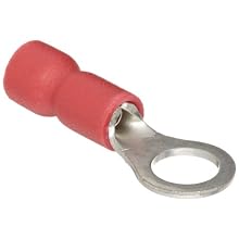Morris Products 10014 Ring Terminal, Vinyl Insulated, Red, 22-16 Wire Size, #8 Stud Size (Pack of 100)
