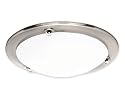 Good Earth Lighting GLS2401-BN-I Decorative Energy Saving One Light Flush Mount Ceiling Fixture with Cast Opal Diffuser, Brushed Nickel