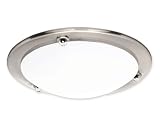 Good Earth Lighting GLS2401-BN-I Decorative Energy Saving One Light Flush Mount Ceiling Fixture with Cast Opal Diffuser, Brushed Nickel