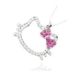 Charmed by Stacy Pink & White Rhinestones Hello Kitty Silhouette Necklace