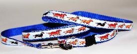 Designer Miniature Dachshund Dog Leash - Blue Miniature Dachshund Leash - Four Feet Long - Made in USA