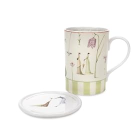 Portmeirion Laura Stoddard Up the Garden Path Mug (Artic) and Coaster Set 12 oz. by Portmeirion