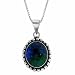  : SERLING SILVER GENUINE AZURITE STONE BALI BEAD OVAL PENDANT