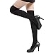 Kingfansion Womens Girls Fashion Opaque Over Knee Thigh High Elastic Socks (Black)