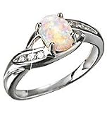 Avon Sterling Silver Created Opal Ring in Gift Box Size 7