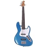 SX SJB-62 5-String Fretless Electric Bass Guitar Lake Placid Blue Finish