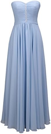 Dressilymall Women's Gorgeous Sweetheart Chiffon Long Bridesmaid Prom Dresses Blue (US12)