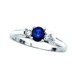 3 Diamond Ring 0.08 ct. with 2/3 ct. Sapphire in 14K White Gold