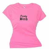 FlirtyDivaTeesWoman'sSoftStyleT-Shirt-PartyBitch-PinkAzalea-Black