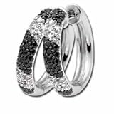 14kt White Gold Black and White Diamond Hoop Earrings