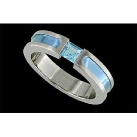 Bella Baby Blue Titanium Ring with Tension Set Blue Topaz by Alain Raphael