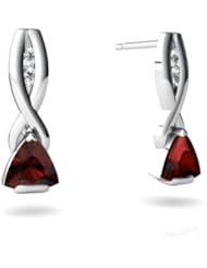 Genuine Garnet 14kt White Gold Earrings