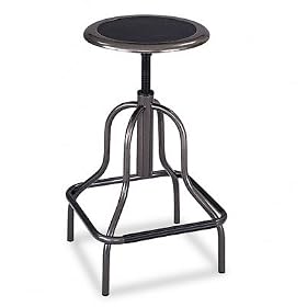 SAFCO - Diesel Backless Industrial Stool, High Base, Black Leather Seat by Safco
