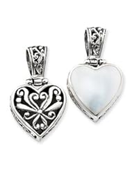 Sterling Silver Reversible MOP Heart Pendant