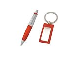 Red & Silver Ballpoint Pen Keychain Key Chain Set by Cuff-Daddy