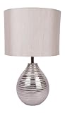 from Haysom Interiors Contemporary Silver Table Light with Grey Linen Shade - HP013543