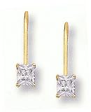 1/2ct Total Weight Princess Cut Diamond Earrings Set In 14kt Gold Leverbacks.