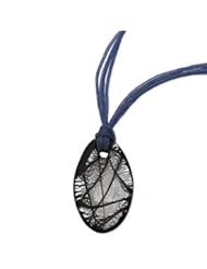 Sterling Silver Acrylic Silver Foiled Satin Mesh Necklace QG1730-16"