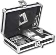 Vaultz Locking Gadget Box, 5.5 Height x 8.25 Width x 2.25 Depth Inches, Black with Chrome Accents (VZ01378)