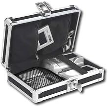 Vaultz Locking Gadget Box, 5.5 Height x 8.25 Width x 2.25 Depth Inches, Black with Chrome Accents (VZ01378)