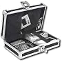 Vaultz Locking Gadget Box, 5.5 Height x 8.25 Width x 2.25 Depth Inches, Black with Chrome Accents (VZ01378)