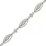 Fashion Link Round Bead Set Diamond Bracelet .55cttw