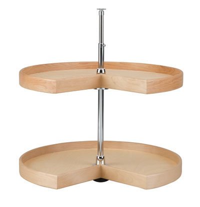 28in Kidney Banded Wood Lazy Susan 2-shelf Set