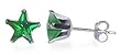 Sterling Silver Emerald Cubic Zirconia 8 MM Star Stud Post Earrings