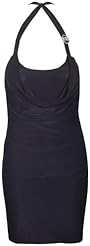 Polyester Cowl Neck Halter Gathered Bodycon Dress/Mini Dress 