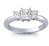 31PPqL20t%2BL. SL160  14k White Gold Princess 1.00Ct Three Stone Diamond Ring