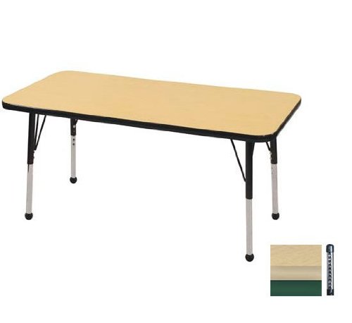 Early Childhood Resource ELR-14107-MMGN-C 24 in. x 48 in. Maple Rectangular Adjustable Activity Table with Blue Chunky Legs