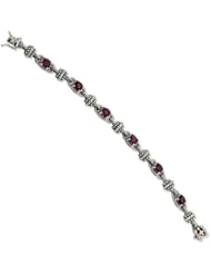 Sterling Silver with 14k Yellow Gold 6.57 Rhodilite Garnet 7.5in Bracelet