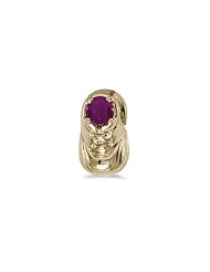 Birthstone Company 10k Yellow Gold Round Ruby Baby Bootie Pendant with 18" Chain