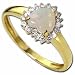 14Kt Yellow Gold Heart Shaped Opal Diamond Ring