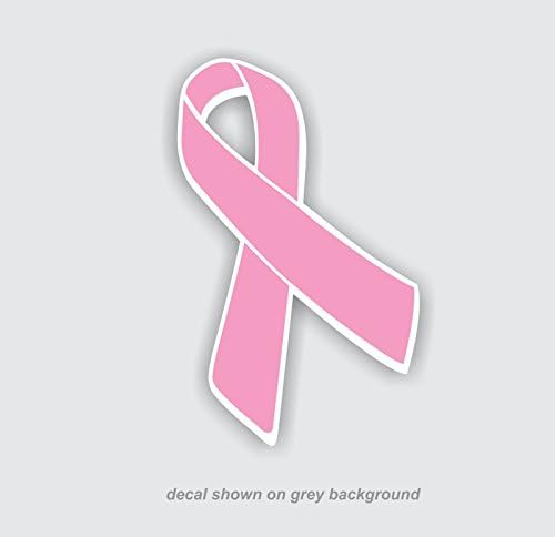 2 Breast Cancer Ribbon Decals Stickers-4" h x 2.5"w - Susan G. Komen support