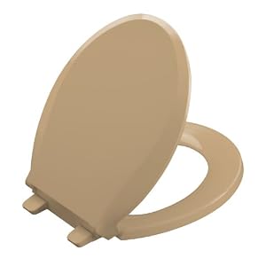 KOHLER K-4639-33 Cachet Quiet-Close Round-Front Toilet Seat, Mexican Sand
