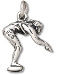 Sterling Silver 3D Swimmer Diving Sports Charm