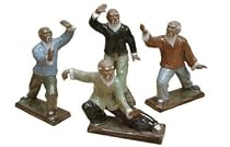 Chinese Tai Chi set of figures - hand glazed ceramic