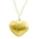 Large Satin Puffed Heart Gold Plated Pendant