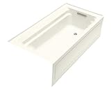 KOHLER Archer 6-Foot Bubblemassage Bath with Comfort Depth Design, Integral Apron and Right-Hand Drain, White #1124-GRA-0