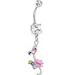 Pink Flaming With Drink Belly Ring