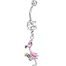 Pink Flaming With Drink Belly Ring