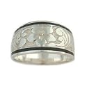 Royal Hawaiian Heirloom Jewelry Black Border Silver 10MM Ring