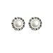 Crystal Circlet Silver Cultured Pearl Stud Earrings, Natural White