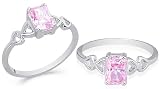 Radiant Cut Pink Cz Ring Sterling Silver Size 7