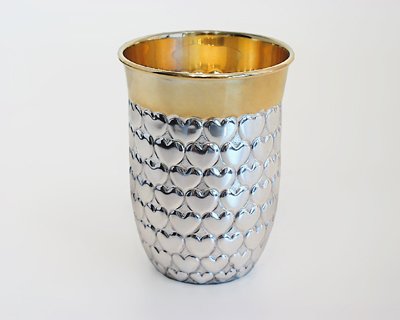 Herzbecher H 8 cm innen vergoldet, Sterlingsilber, Echtsilber, Silber 925