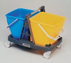 Rubbermaid Healthcare Duo Bucket System, 2 - 19 QT Buckets and Trolley. One Blue One Yellow. EA